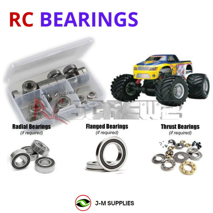 Representative image of an RCScrewZ rubber-sealed bearing kit for Kyosho Mad Force 1/8 Nitro 4WD Monster Truck (31221); exact bearing sizes and quantities vary by RC model.
