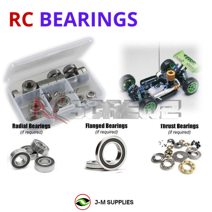 Representative image of an RCScrewZ rubber-sealed bearing kit for Kyosho MP7.5 Kanai II 1/8 Nitro 4WD Buggy (31271); exact bearing sizes and quantities vary by RC model.
