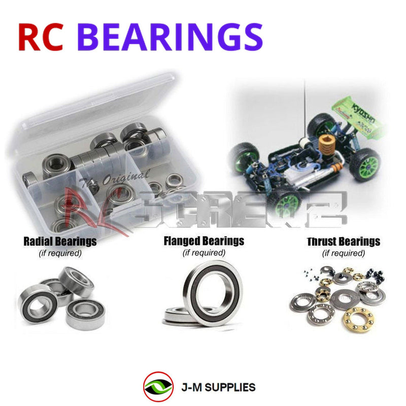 Representative image of an RCScrewZ rubber-sealed bearing kit for Kyosho MP7.5 Kanai II 1/8 Nitro 4WD Buggy (31271); exact bearing sizes and quantities vary by RC model.