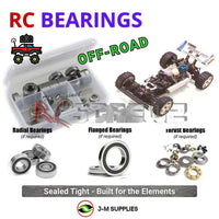 Representative image of an RCScrewZ rubber-sealed bearing kit for Kyosho Turbo Burns 1/8 Nitro 4WD Off-Road Buggy (3097); exact bearing sizes and quantities vary by RC model.