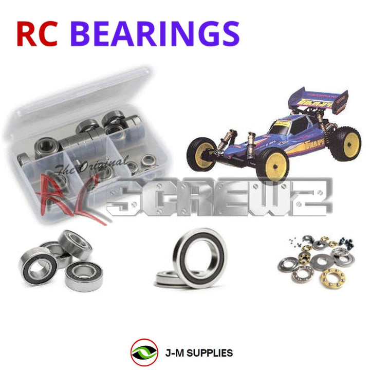 Representative image of an RCScrewZ rubber-sealed bearing kit for Kyosho Triumph 1/10 Electric 2WD Buggy (4301); exact bearing sizes and quantities vary by RC model.