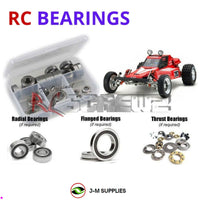 Representative image of an RCScrewZ rubber-sealed bearing kit for Kyosho Tomahawk Original 1/10 Electric 2WD Buggy (3065); exact bearing sizes and quantities vary by RC model.