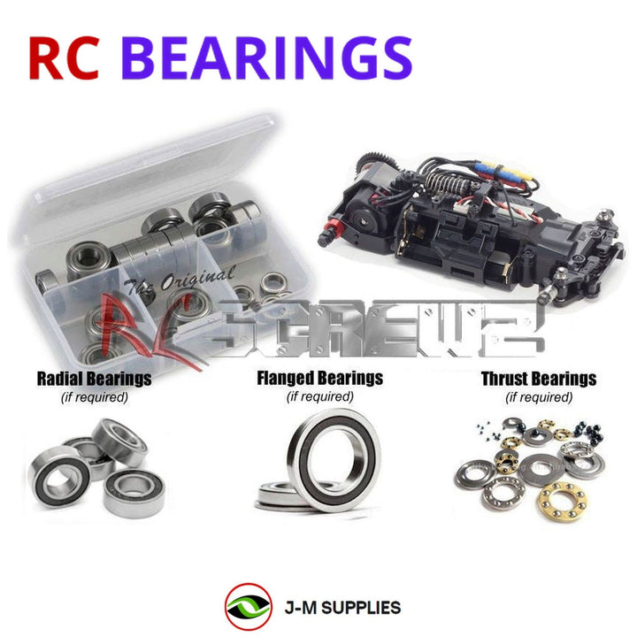 Representative image of an RCScrewZ rubber-sealed bearing kit for Kyosho Mini-Z MR-03VE Pro 1/27 Electric RWD Car (32781); exact bearing sizes and quantities vary by RC model.