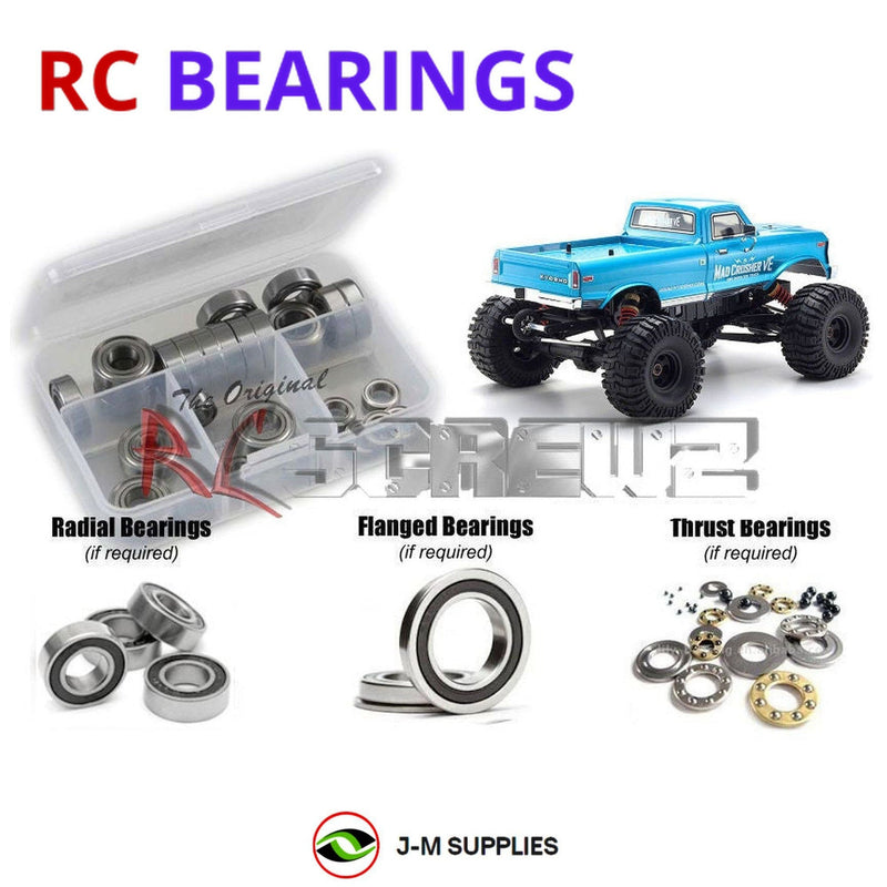 Representative image of an RCScrewZ rubber-sealed bearing kit for Kyosho Mad Crusher VE 1/8 Electric 4WD Monster Truck (34254); exact bearing sizes and quantities vary by RC model.