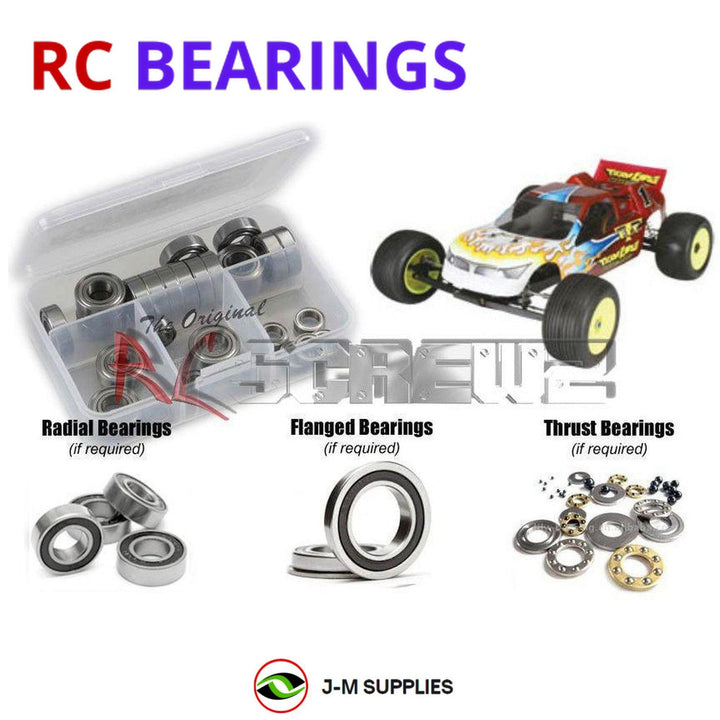 Representative image of an RCScrewZ rubber-sealed bearing kit for Losi XXX-T CR 1/10 Electric 2WD Race Truck (LOSK0077); exact bearing sizes and quantities vary by RC model.