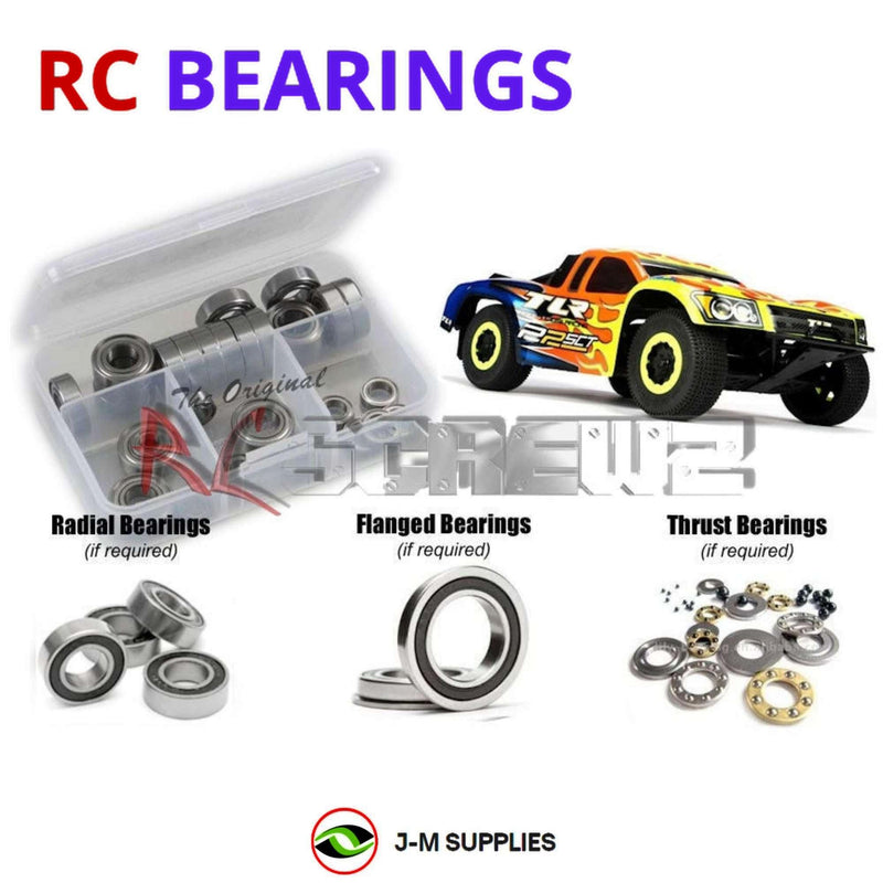 Representative image of an RCScrewZ rubber-sealed bearing kit for Losi TLR 22SCT RTC 1/10 Electric 2WD SCT (TLR03001); exact bearing sizes and quantities vary by RC model.