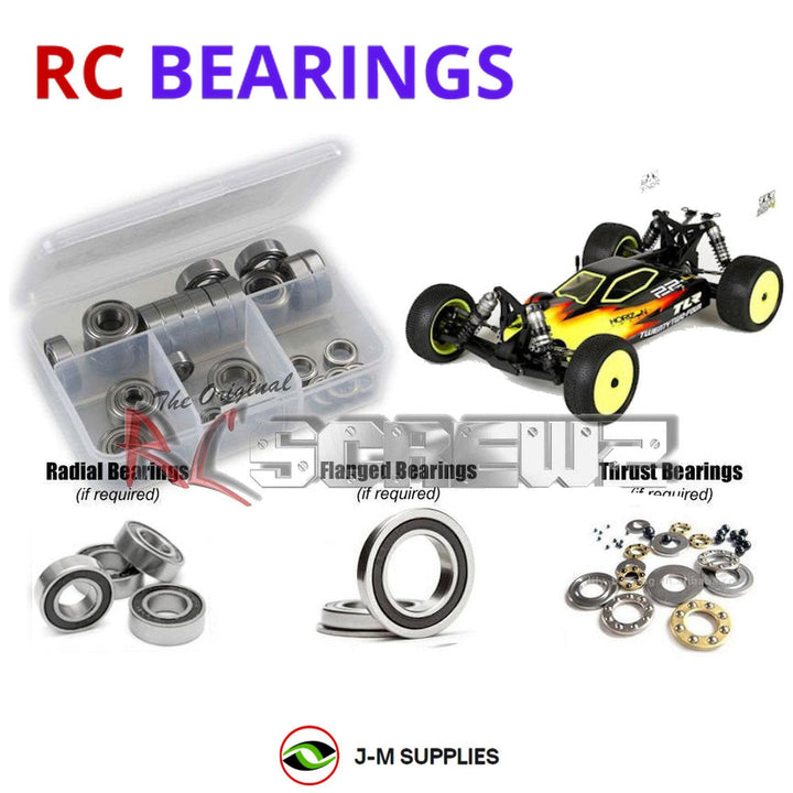 Representative image of an RCScrewZ rubber-sealed bearing kit for Losi TLR 22-4 Race Kit 1/10 Electric 4WD Buggy (TLR03005); exact bearing sizes and quantities vary by RC model.