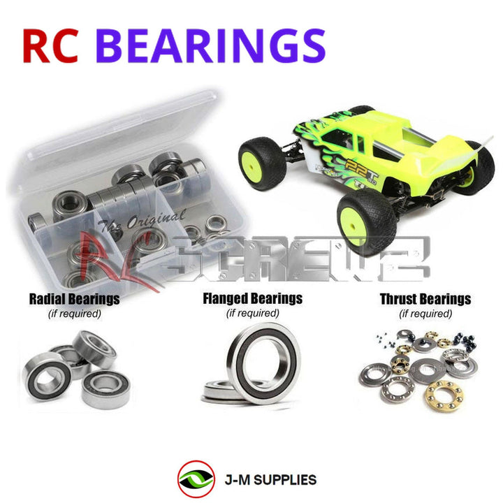 Representative image of an RCScrewZ rubber-sealed bearing kit for Losi TLR 22T 3.0 MM 1/10 Electric 2WD Stadium Truck (TLR03011); exact bearing sizes and quantities vary by RC model.