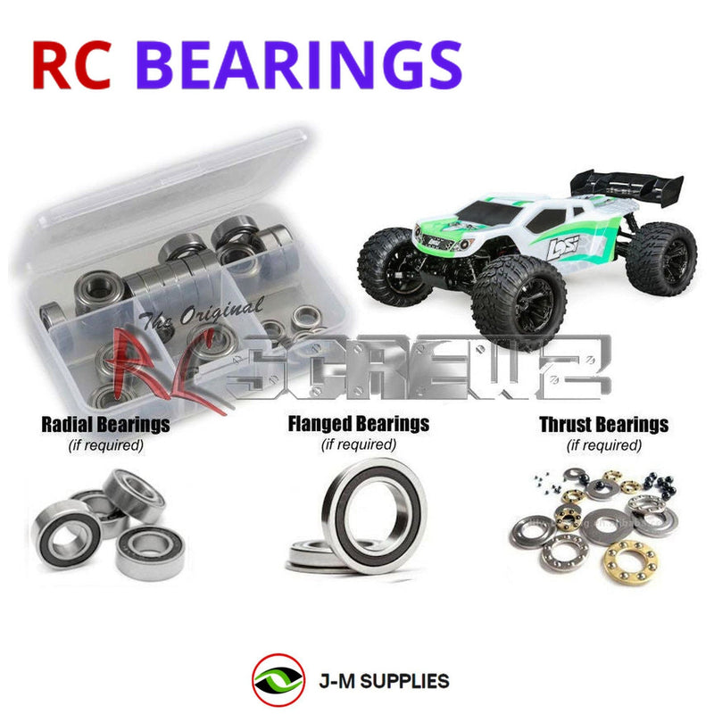 Representative image of an RCScrewZ rubber-sealed bearing kit for Losi TENACITY-T 1/10 Electric 4WD Truggy (LOS03011T); exact bearing sizes and quantities vary by RC model.