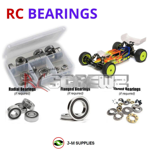 Representative image of an RCScrewZ rubber-sealed bearing kit for Losi TLR 22 5.0 SR Spec Racer 1/10 2WD Buggy (TLR03018); exact bearing sizes and quantities vary by RC model.