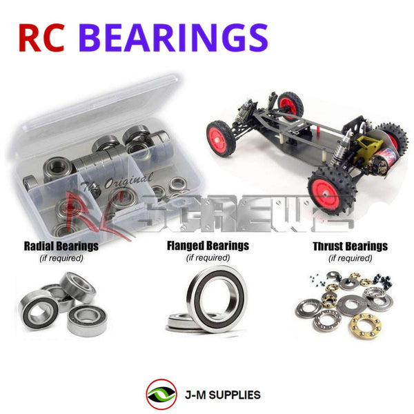 Representative image of an RCScrewZ rubber-sealed bearing kit for Team Losi JRX-Pro / SE 1/10 Electric 2WD Buggy (A0020, A0021); exact bearing sizes and quantities vary by RC model.