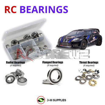 Representative image of an RCScrewZ rubber-sealed bearing kit for RedCat Racing 1/5 Rampage Rally; exact bearing sizes and quantities vary by RC model.
