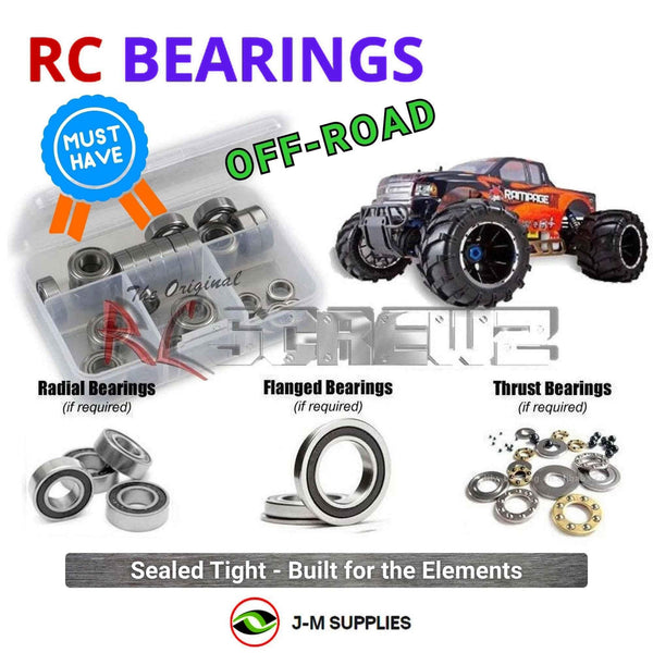 J-M SUPPLIES RC Parts Store - RCScrewZ Rubber Shielded Bearing Kit rcr043r for Redcat Racing Rampage MT V3 / Rampage MT Pro 1/5 Gas 4WD Monster Truck (RER06334, RAMPAGE-MT-V3-OF) | SET