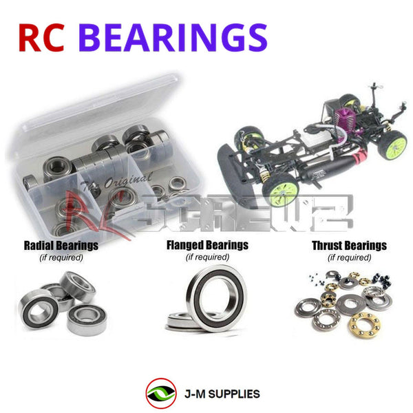 Representative image of an RCScrewZ rubber-sealed bearing kit for Serpent Impulse/Pro 1/10th 4WD Nitro (#801020); exact bearing sizes and quantities vary by RC model.