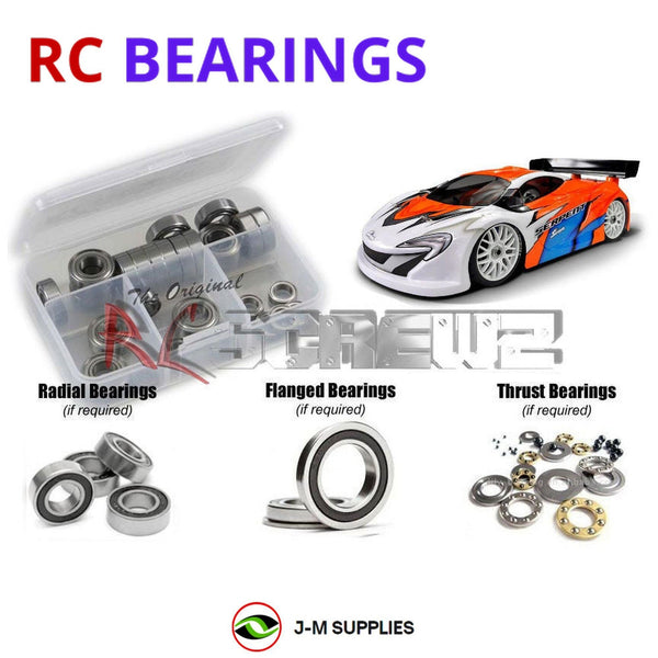 Representative image of an RCScrewZ rubber-sealed bearing kit for Serpent SRX8 GT 1/8th #600057; exact bearing sizes and quantities vary by RC model.