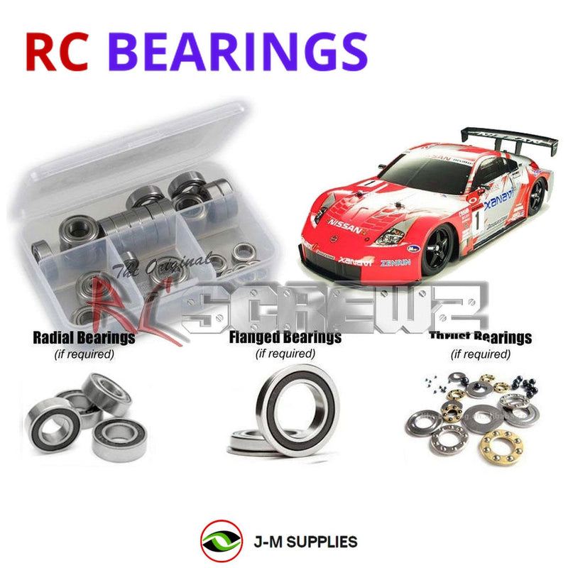 Representative image of an RCScrewZ rubber-sealed bearing kit for Tamiya TT-01 Type-ES 1/10 Electric 4WD Touring (57981); exact bearing sizes and quantities vary by RC model.