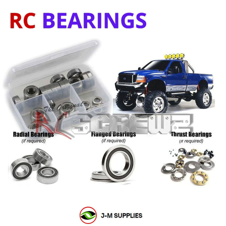 Representative image of an RCScrewZ rubber-sealed bearing kit for Tamiya Ford F-350 High-Lift 1/10 4WD Truck (57059); exact bearing sizes and quantities vary by RC model.