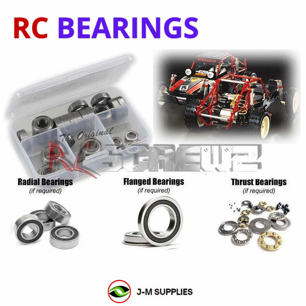 Representative image of an RCScrewZ rubber-sealed bearing kit for Tamiya Wild One 1/10 Electric 2WD Buggy (58050); exact bearing sizes and quantities vary by RC model.
