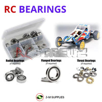 Representative image of an RCScrewZ rubber-sealed bearing kit for Tamiya Fighter Buggy RX DT-01 1/10 Electric 2WD Buggy (58184); exact bearing sizes and quantities vary by RC model.