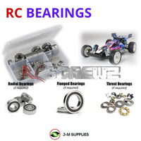 Representative image of an RCScrewZ rubber-sealed bearing kit for Tamiya DT-02 MS 1/10 Electric 2WD Buggy (49475); exact bearing sizes and quantities vary by RC model.