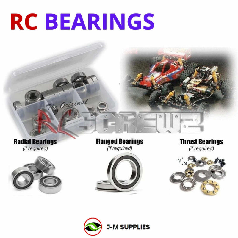 Representative image of an RCScrewZ rubber-sealed bearing kit for Tamiya Astute 1/10 Electric 2WD Buggy (58080); exact bearing sizes and quantities vary by RC model.
