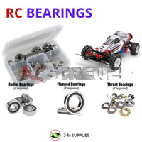 Representative image of an RCScrewZ rubber-sealed bearing kit for Tamiya Super Sabre Boomerang 1/10 Electric 4WD Buggy (58728); exact bearing sizes and quantities vary by RC model.