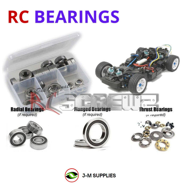 Representative image of an RCScrewZ rubber-sealed bearing kit for Tamiya M-06 PRO 1/10 Electric RWD M-Chassis (58460); exact bearing sizes and quantities vary by RC model.