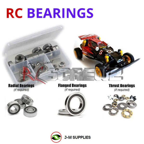 Representative image of an RCScrewZ rubber-sealed bearing kit for Tamiya Falcon 1/10 Electric 2WD Off-Road Buggy (58056); exact bearing sizes and quantities vary by RC model.