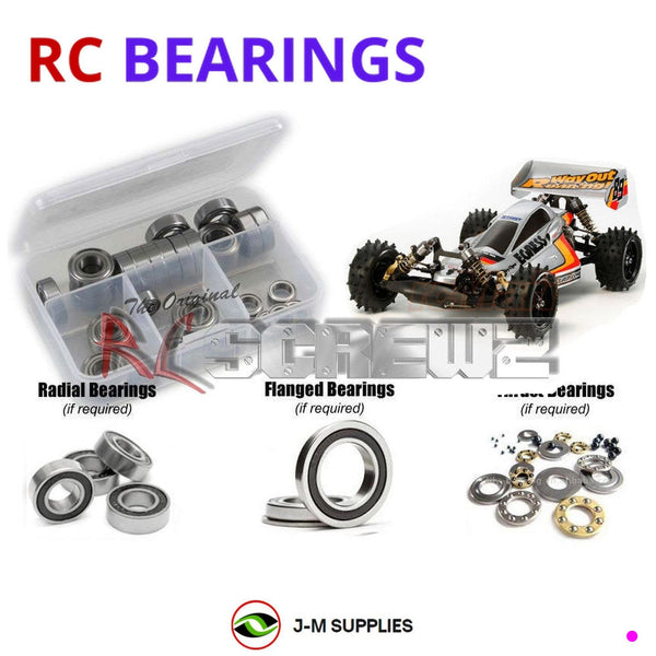 Representative image of an RCScrewZ rubber-sealed bearing kit for Tamiya Egress 2013 1/10 Electric 4WD Off-Road Buggy (58583); exact bearing sizes and quantities vary by RC model.