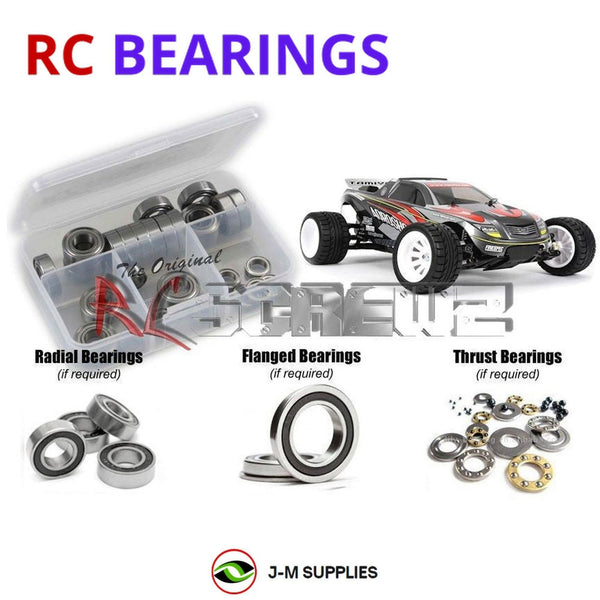 Representative image of an RCScrewZ rubber-sealed bearing kit for Tamiya Aqroshot DT-03T 1/10 Electric 2WD Stadium Truck (58610); exact bearing sizes and quantities vary by RC model.