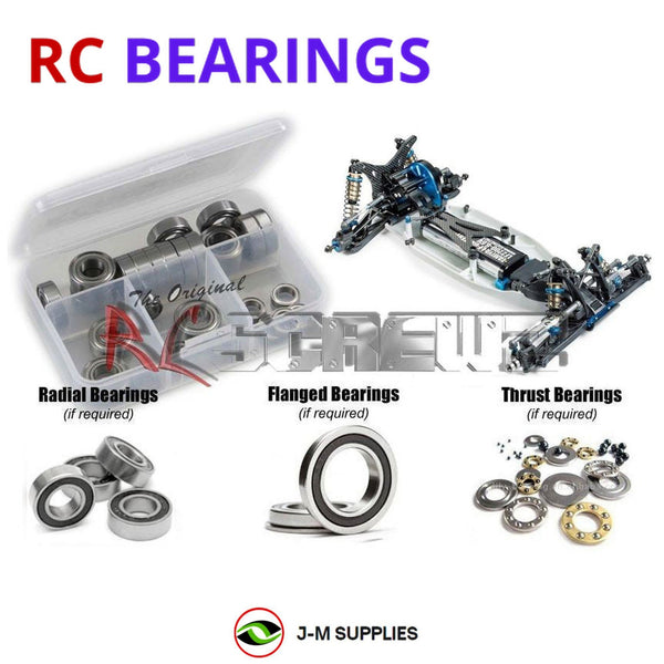 Representative image of an RCScrewZ rubber-sealed bearing kit for Tamiya TRF211XM 1/10 Electric 2WD Off-Road Racing Buggy (42288); exact bearing sizes and quantities vary by RC model.