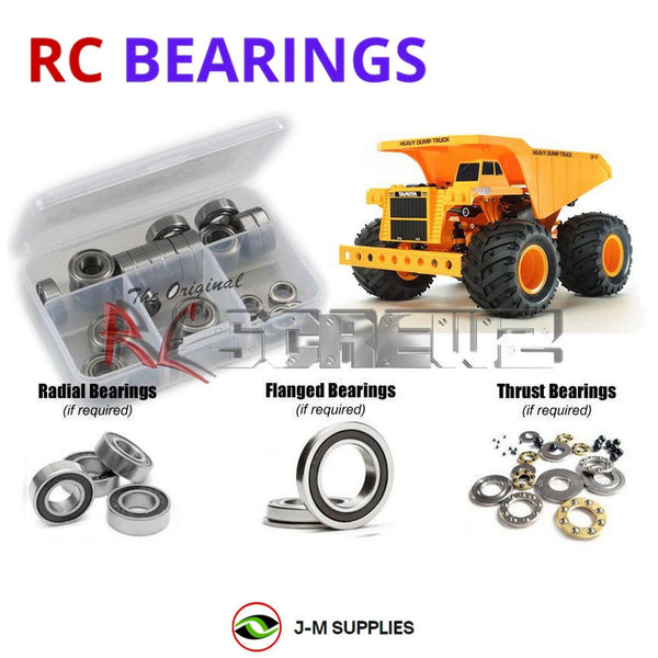 Representative image of an RCScrewZ rubber-sealed bearing kit for Tamiya Heavy Dump Truck GF-01 1/24 4WD Dump Truck (58622); exact bearing sizes and quantities vary by RC model.