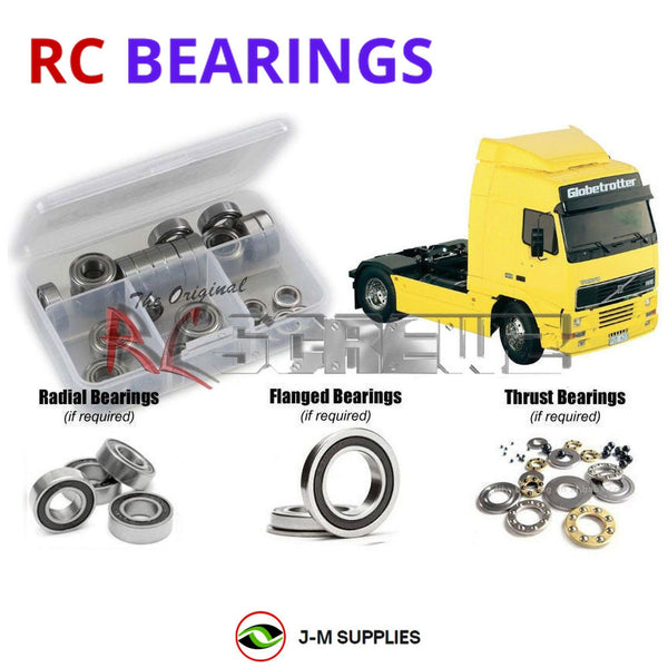Representative image of an RCScrewZ rubber-sealed bearing kit for Tamiya Volvo FH12 1/14 Electric 6x4 Truck (56312); exact bearing sizes and quantities vary by RC model.