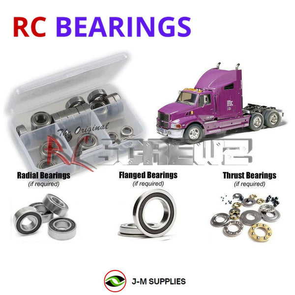 Representative image of an RCScrewZ rubber-sealed bearing kit for Tamiya Ford Aeromax 1/14 Electric 6x4 Truck (56309); exact bearing sizes and quantities vary by RC model.