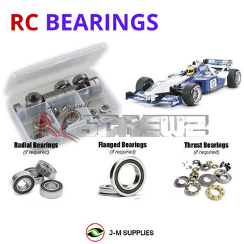 Representative image of an RCScrewZ rubber-sealed bearing kit for Tamiya Williams F1 BMW FW24 F201 1/10 Formula (58303); exact bearing sizes and quantities vary by RC model.
