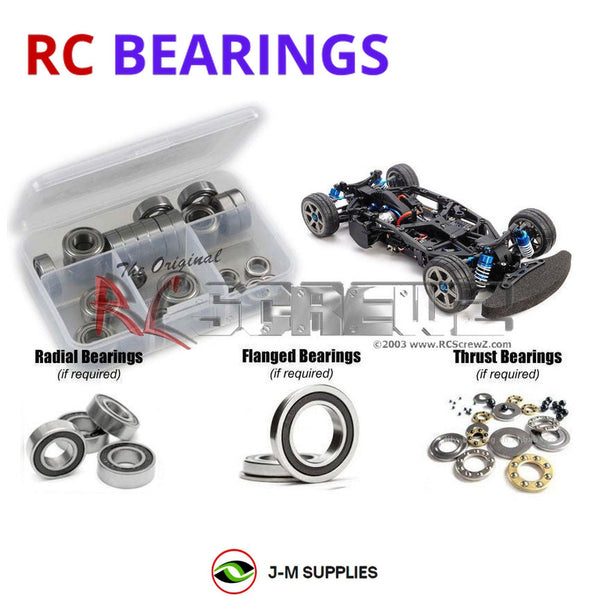 Representative image of an RCScrewZ rubber-sealed bearing kit for Tamiya TB-04 PRO II 1/10 Electric 4WD Touring Car (84382); exact bearing sizes and quantities vary by RC model.