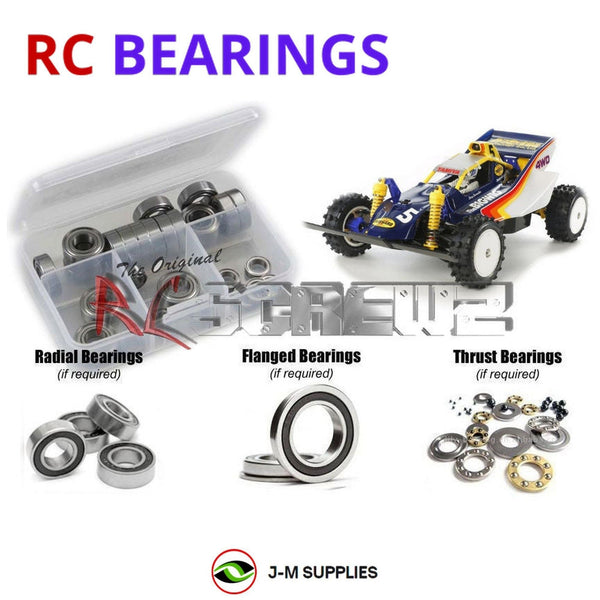 Representative image of an RCScrewZ rubber-sealed bearing kit for Tamiya The Bigwig 2017 1/10 Electric 4WD Buggy (47330); exact bearing sizes and quantities vary by RC model.