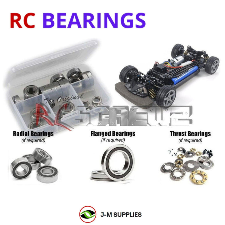 Representative image of an RCScrewZ rubber-sealed bearing kit for Tamiya TT-02 Type-S 1/10 Electric 4WD Touring Car (58600); exact bearing sizes and quantities vary by RC model.