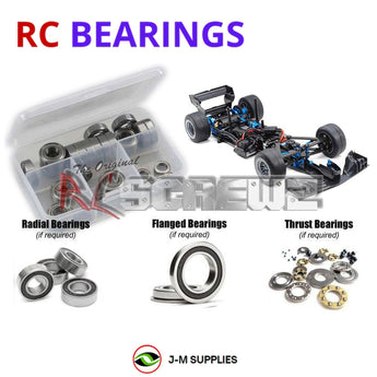 Representative image of an RCScrewZ rubber-sealed bearing kit for Tamiya TRF103 1/10 Electric 2WD Formula Car (42318); exact bearing sizes and quantities vary by RC model.