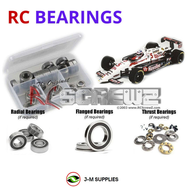 Representative image of an RCScrewZ rubber-sealed bearing kit for Tamiya Lola T93/00 F103 1/10 Electric 2WD F1 Car (58134); exact bearing sizes and quantities vary by RC model.