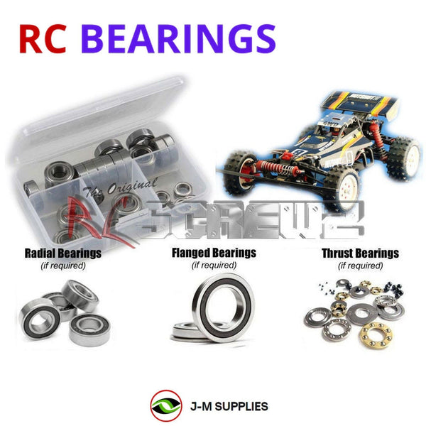 Representative image of an RCScrewZ rubber-sealed bearing kit for Tamiya Hotshot II 1/10 Electric 4WD Buggy (58062); exact bearing sizes and quantities vary by RC model.