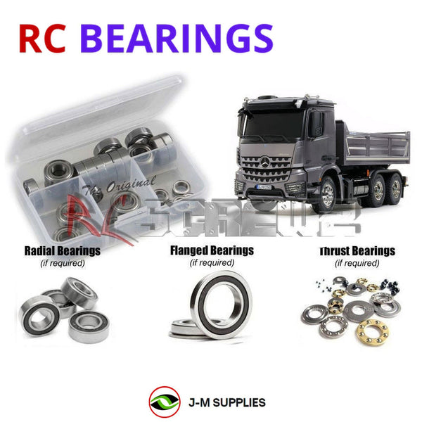 Representative image of an RCScrewZ rubber-sealed bearing kit for Tamiya Arocs 3348 6x4 Tipper 1/14 Electric Truck (56357); exact bearing sizes and quantities vary by RC model.