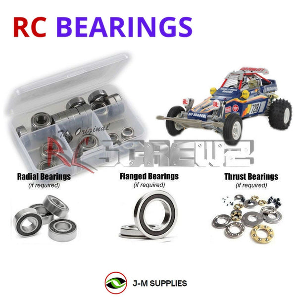 Representative image of an RCScrewZ rubber-sealed bearing kit for Tamiya Fighting Buggy 2014 1/10 Electric 2WD Buggy (47304); exact bearing sizes and quantities vary by RC model.