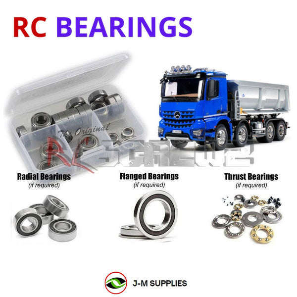 Representative image of an RCScrewZ rubber-sealed bearing kit for Tamiya Arocs 4151 8x4 1/14 Electric Truck (56366); exact bearing sizes and quantities vary by RC model.