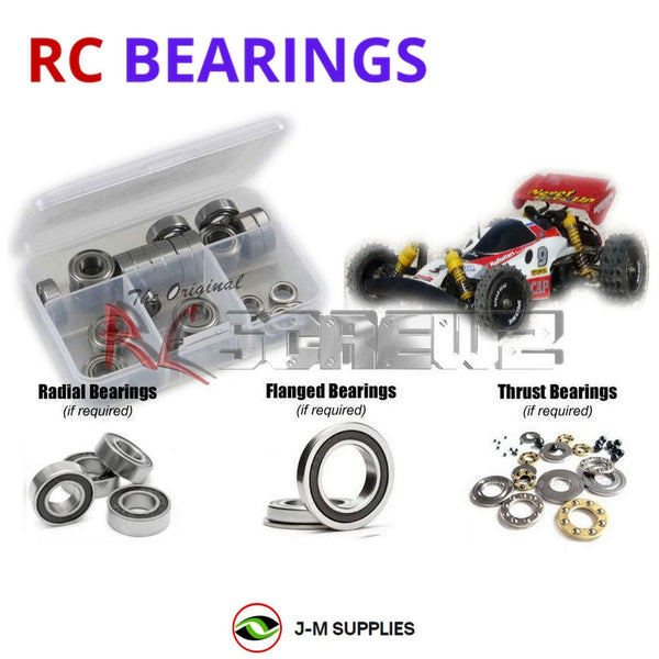 Representative image of an RCScrewZ rubber-sealed bearing kit for Tamiya Madcap 1/10 Electric 2WD Off-Road Buggy (58082); exact bearing sizes and quantities vary by RC model.