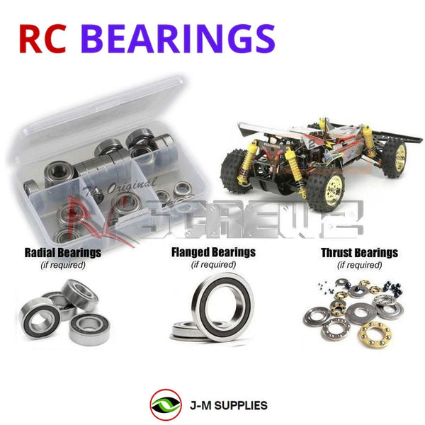 Representative image of an RCScrewZ rubber-sealed bearing kit for Tamiya Super Hotshot 1/10 Electric 4WD Buggy (58517); exact bearing sizes and quantities vary by RC model.