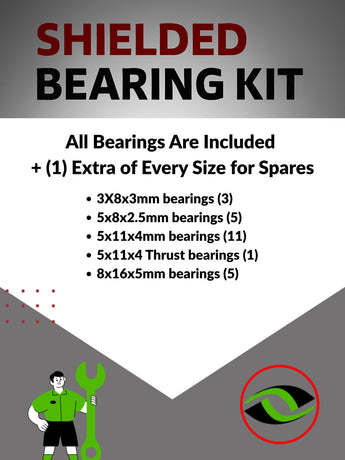 Representative image of an RCScrewZ metal-shielded bearing kit for Tamiya VQS 2020 1/10 Electric 4WD Buggy (58686); exact bearing sizes and quantities vary by RC model.