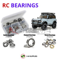 Representative image of an RCScrewZ rubber-sealed bearing kit for Tamiya Ford Bronco CC-02 1/10 Electric 4WD SUV (58705); exact bearing sizes and quantities vary by RC model.