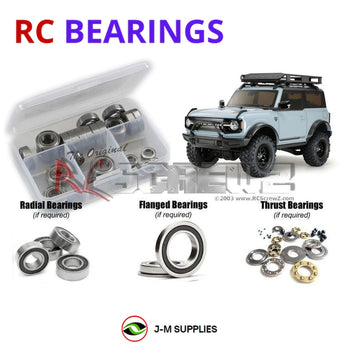 Representative image of an RCScrewZ rubber-sealed bearing kit for Tamiya Ford Bronco CC-02 1/10 Electric 4WD SUV (58705); exact bearing sizes and quantities vary by RC model.
