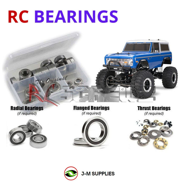 Representative image of an RCScrewZ rubber-sealed bearing kit for Tamiya Ford Bronco CR-01 1/10 Electric 4WD Crawler (58436); exact bearing sizes and quantities vary by RC model.